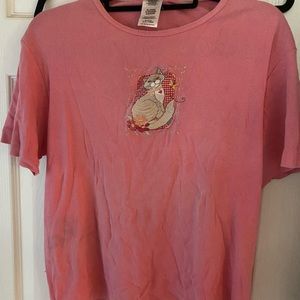 Pink t-shirt with cat